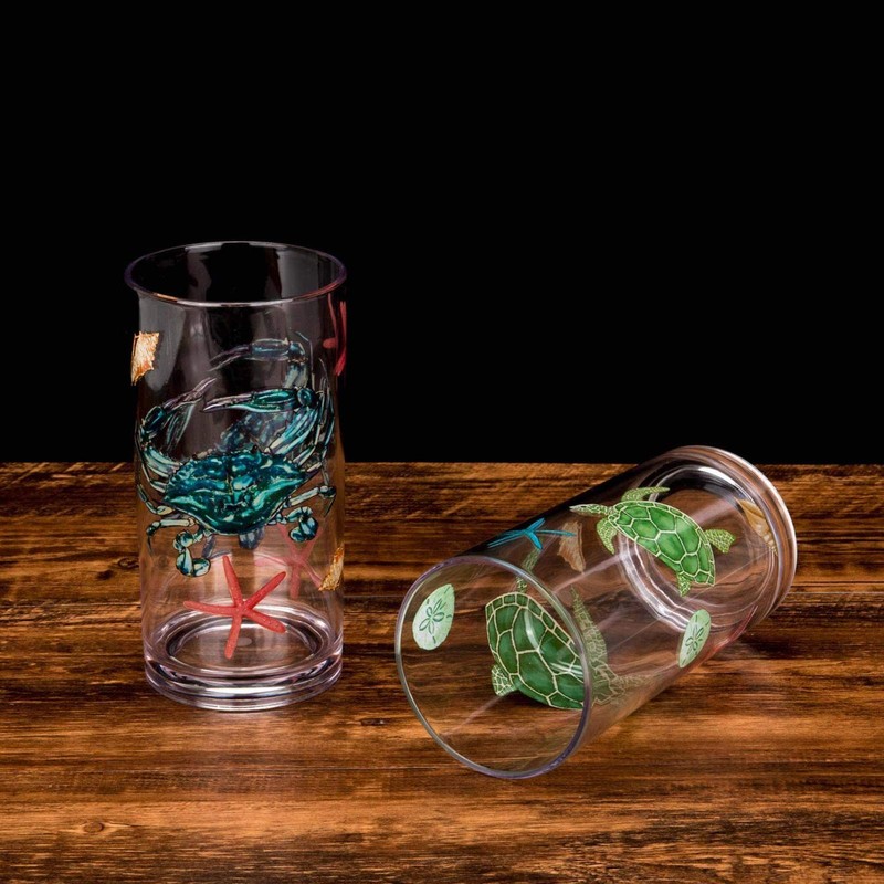 KX-WARE Sea Ocean Life 20-ounce Plastic Tumbler Drinking Glasses Mixed