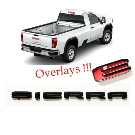 GMC 2019+ UP Matte BLACK GMC SIERRA LETTER Overlay EMBLEM 1500 2500HD 3500HD
