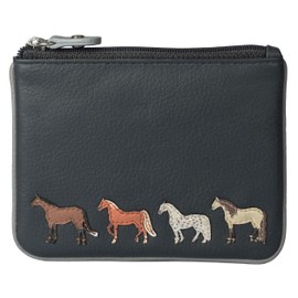 Premium Leather Horse Coin Purse by Mala Leather with Gift dustbag (Grey)