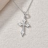 LWXIE Diamond Cross Necklace 925 Sterling Silver Cross Pendant Necklace