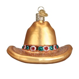 Old World Christmas Ornaments: Cowboy Pioneer Collection Glass Blown Ornaments for Christmas Tree, Cowboy Hat
