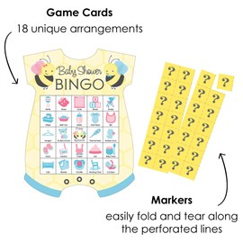 Big Dot of Happiness What Will it Bee - Picture Bingo Cards and Markers - Gender Reveal Shaped Bingo Game - Set of 18