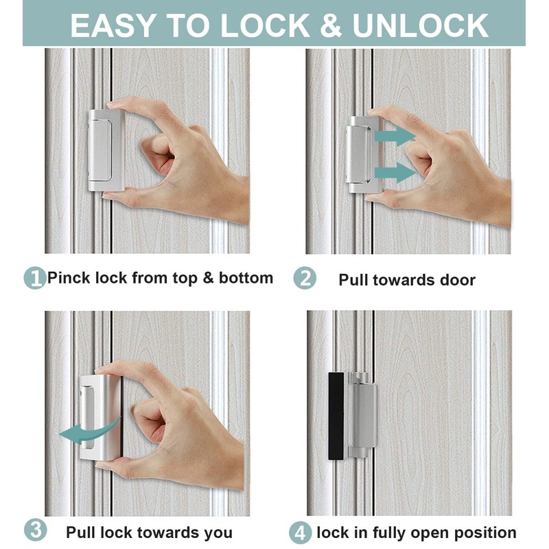 Door Lock,Home Security Door Latch Device,Childproof Door Security Lock Defender