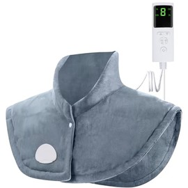 Almohadilla Termica Ponderada para Cuello y Hombros, 1.65 lb Compresa Caliente Electrica de Cuello Pesada Extra Grande para Alivio del Dolor - 6 Configuraciones de Calor y 3 Automáticamente con Cuenta Regresiva, Lavable - 15.7 "x19.6", Gris