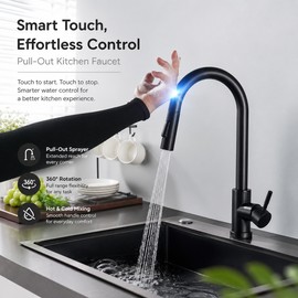 Touch Kitchen Faucet for Sink – Pull-Out Sprayer with 360° Rotation, Hot & Cold Water Mixing for Convenient Kitchen Washing and Rinsing
