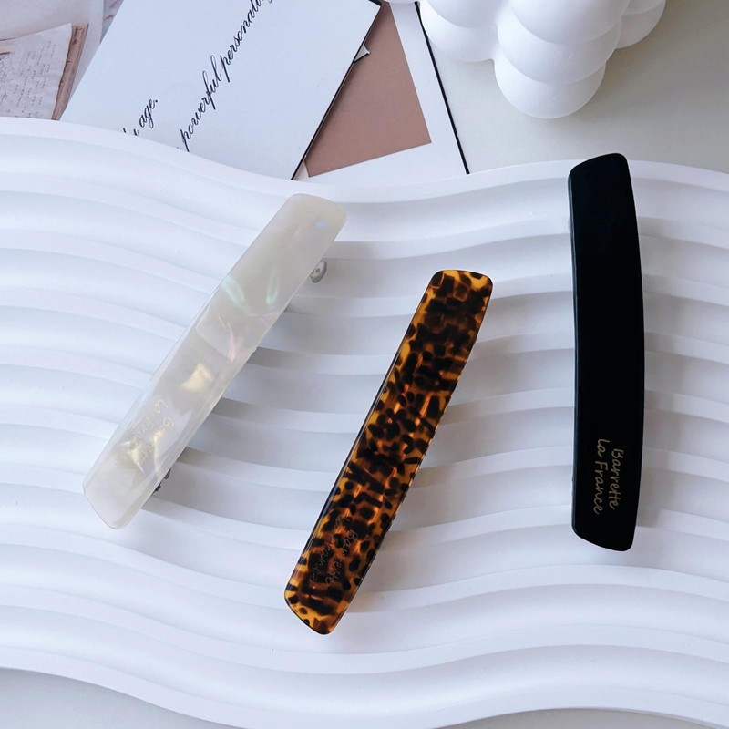 Ypkia Pack of 3 French Rectangular Hair Clips, Automatic Hair