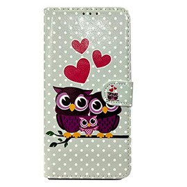 Mobile Stuff Alcatel 1 (5033X) Case, Leather Case Flip Folio Book Case Wallet Cover with Magnetic Closure & Kick Stand For Alcatel 1 (Family Owl)