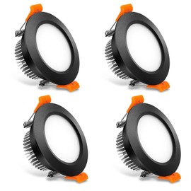 2.5 inch Black LED Recessed Lighting, Dimmable 5W Retrofit Downlight, CRI 80, 3000K Warm White, as AC 110V Ceiling Light with LED Driver for Living Room, Kitchen, Hallway, 4 Pack