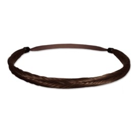 Mia Fishtail Braidie, Classic Braided Headband, Hair Accessory made of Synthetic Wig Hair on Elastic Rubber Band for Women, Teens, Girls - Medium Brown