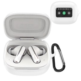 YAODLE Case Compatible with JBL Live Flex 3 Protective Case, Shockproof Soft Case, with Carabiner, Anti-Fingerprint, Anti-Abrasion (White)