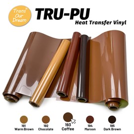 TransOurDream Matte Brown HTV Heat Transfer Vinyl Roll for All Cutter Machines - 12'' x 5ft PU Coffee Iron on Vinyl for T-Shirts - Thin and Easy to Weed