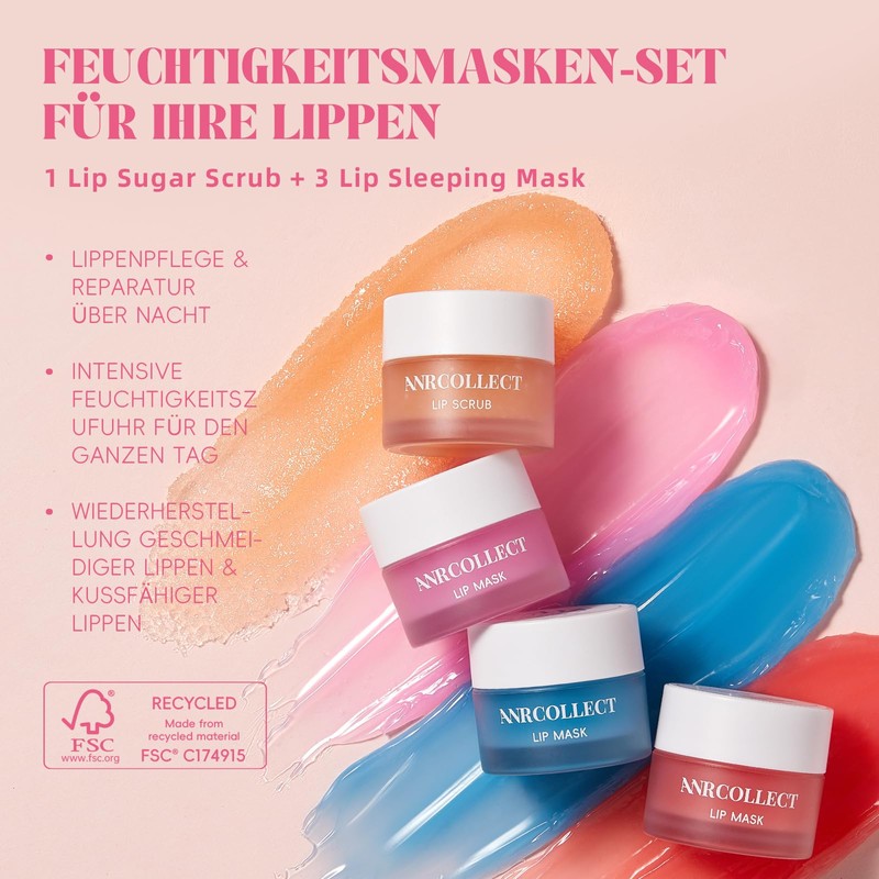ANRCOLLECT Lip Mask + Lip Scrub, Lip Scrub, 4P Lip