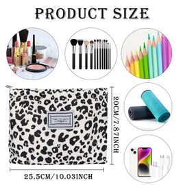 MOTIBACK Kosmetiktasche Damen - Stylische Leopardenmuster Make Up Tasche aus Baumwolle mit Reißverschluss (Weiß/Braun/Schwarz-Rose) - Multifunktionale Schminktasche & Kulturbeutel für Reisen (Weiß)