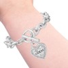GUESS Silvertone Heart Logo Charm Toggle Bracelet