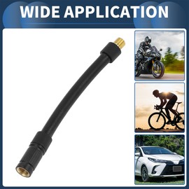 INFINAUTO Tire Inflator Extension Tube 4.72inch 7.8mm ID for Car Motorcycle Bicycle Air Pump Extend Hose Adapter Tire Valve with Undeflatable Air Chuck Rubber Black Durable