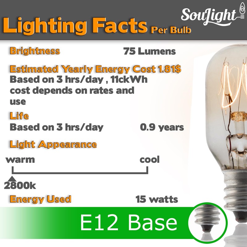 SouLight Salt Lamp Bulb -15 Watt Replacement Bulbs for Himalayan