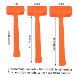 HFS (R) 3PCS Dead Blow Hammer Set, 1, 2, 3 lb Pound Dead Blow Hammer,Unicast Deadblow Mallet with Checkered Grip