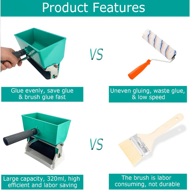 6 Inch Portable Glue Applicator Roller with Paint Bucket Handheld