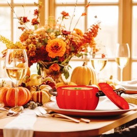 Ceramic Pumpkin Dutch Oven,Ceramic Dutch Oven With Lid,1.7QT Pumpkin Pot,Pumpkin Pots for Cooking,Oven Safe Pumpkin Bowls for Soup,Pumpkin Casserole Dish,Red Pumpkin Soup Bowls,Pumpkin decor Gift