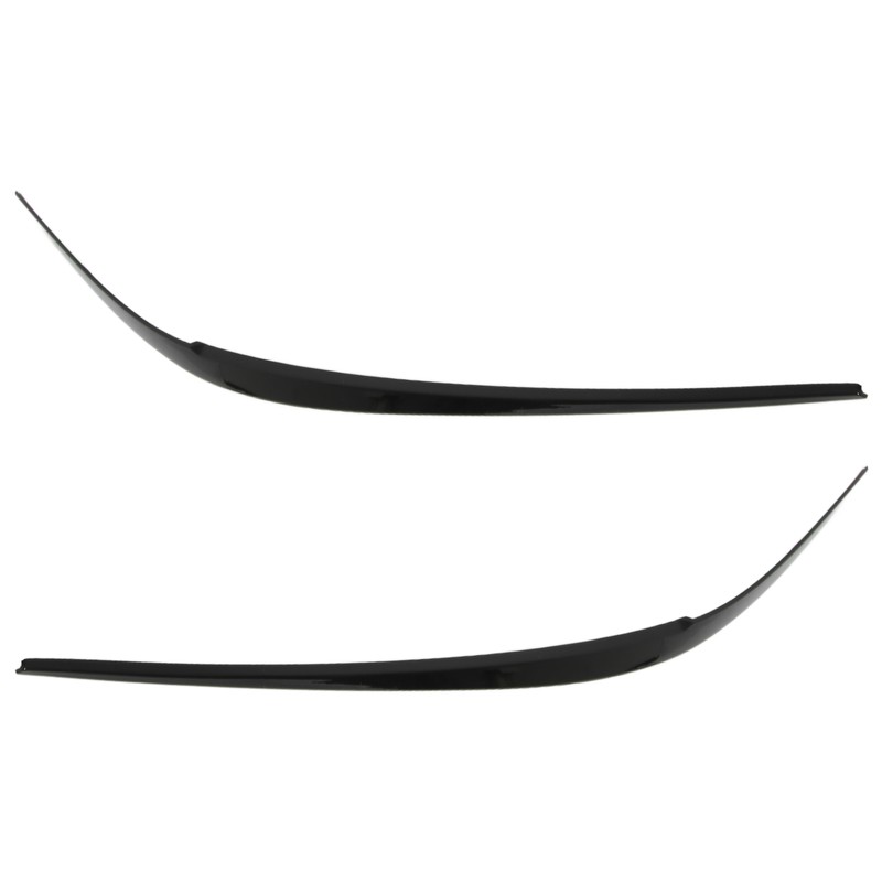 Pair Headlight Eyebrow Glossy Black Trim Front Left Right Decoration
