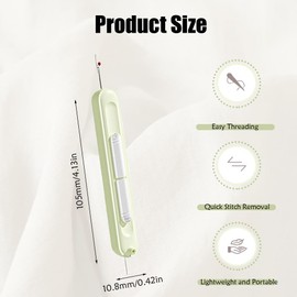 2 in 1 Needle Threader Seam Ripper Retractable Thread Remover Tool Portable Plug-in Needle Threader Multifunctional Seam Rippers for Sewing Embroidery Crafting Knitting