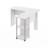 Furinno Abbott L-Shape Computer Desk with Stainless Steel Tubes Bookshelf,