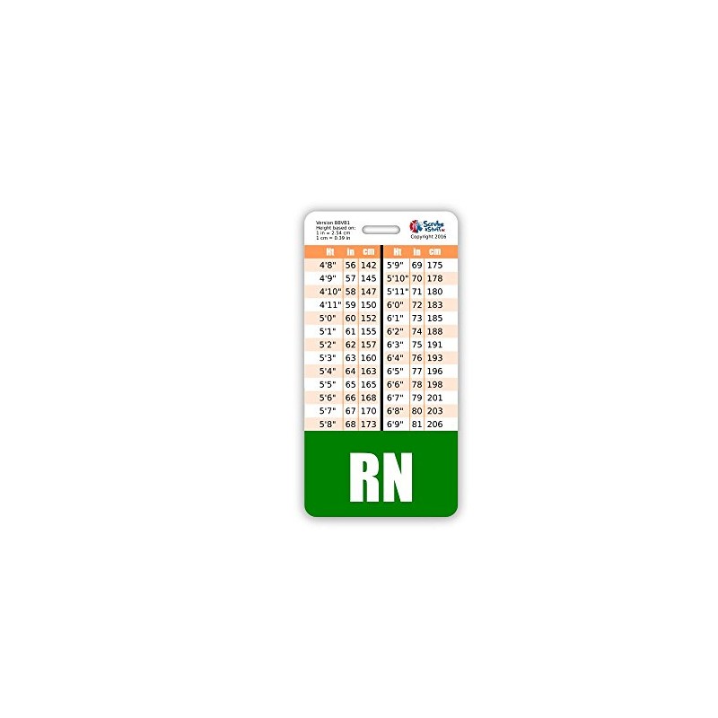 RN Badge Buddy Vertical w/Height & Weight Conversion Charts (Green)