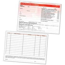 Hairdressing Client Record Card - Treatment Consultation Form for Mobile Therapists & Salons A6 Pack of 50 - Landscape