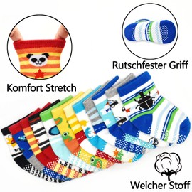 ELUTONG Toddlers’ Socks For Boys And Girls, Non-Slip Baby Socks, Acrylonitrile Butadiene Styrene (ABS) Non-Slip Children’s Socks With Animal Print, 12 Pairs - 01 cartoon (12 pairs)