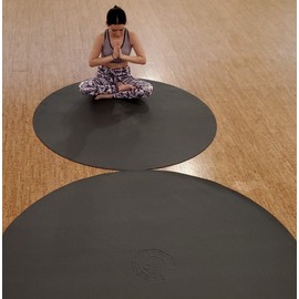 SISYAMA Circle Round TAI-CHI YIN-YANG Yoga Mat Meditation Pilates (Black, 6 ft)