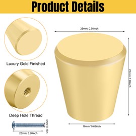 Therwen 50 Pcs Cabinet Knobs Brushed Brass Round Drawer Pulls Closet Door Knobs Mushroom Dresser Solid Hardware with Screws for Kitchen Cupboard Bedroom(Gold,0.98 Inch,Vintage)