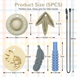 CLDY Kaukette für Kinder, 5er-Pack sensorische Kauketten, Autismus-Spielzeug für Jungen und Mädchen, Beißring aus Silikon BPA-frei, perfekt für Kinder mit ADHS, Beißende, Fingernägel Kauen