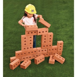 Excellerations 8 x 4 x 2-1/2 inches Indoor/Outdoor Jumbo Foam Bricks, Set of 25, Realistic, Preschool Educational Toy, Supports STEM, Ages 2 Years and Up