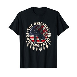 The Original Founding Fathers Distressed Headdress USA Flag T-Shirt
