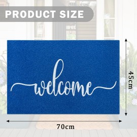 MWAZZLL Blue Doormat Outdoor Indoor Welcome Mat Low-Profile Non Slip Mat Easy to Clean Entrance Mats for Front Door,Patio,Porch Decorative