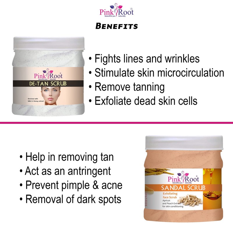 Pink Root Sandal Scrub 500gm with De-Tan Scrub 500gm