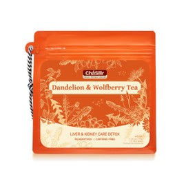 Organic Dandelion & Wolfberry Detox Tea - Supports Liver & Kidney Health, 5.29oz with 15 Compostable Corn Fiber Bags (Caffeine-Free, Plastic-Free Wellness Blend)