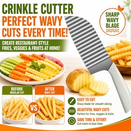 JAYVAR Stainless Steel Crinkle Cutter,Large French Fry Cutter for Potatoes