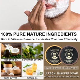 Shaving Kit for Men, Mens Complete Shaving Set with 2 Pack Shaving Soaps, Brush and Bowl, Shaving Cream, Gifts for Husband Boyfriend
