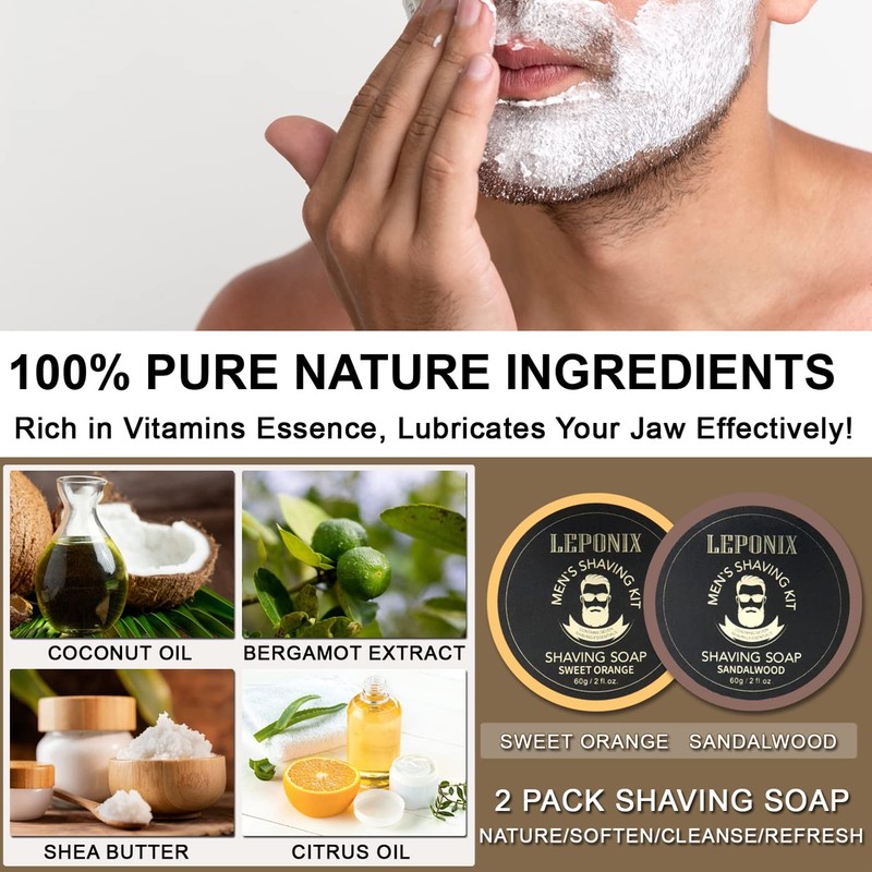 Shaving Kit for Men, Mens Complete Shaving Set with 2