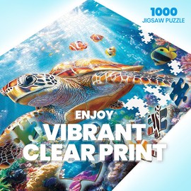 lamplig Puzzles for Adults 1000 Pieces- Sea Turtle Puzzle 1000 Piece, Challenging Ocean Jigsaw Puzzles with Letter on Back, Gifts for Adults, Stress Relief, Birthday & Game Night with Guide Poster