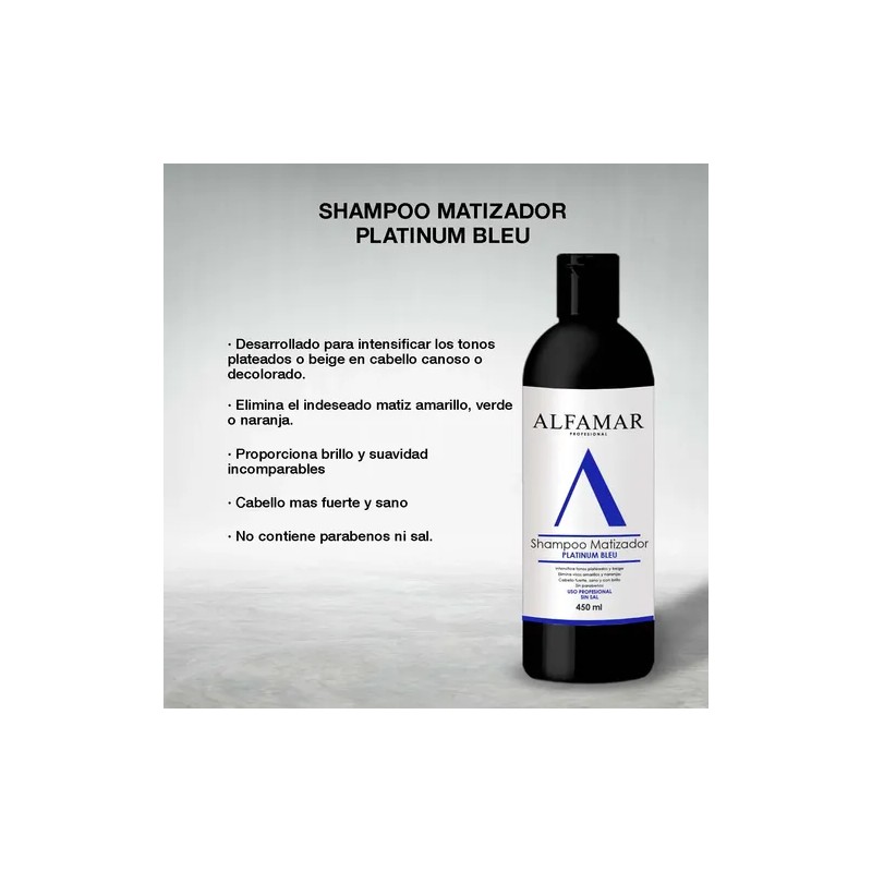 Shampoo Matizador Bleu Alfamar Intensifica Plata Rubio Beige