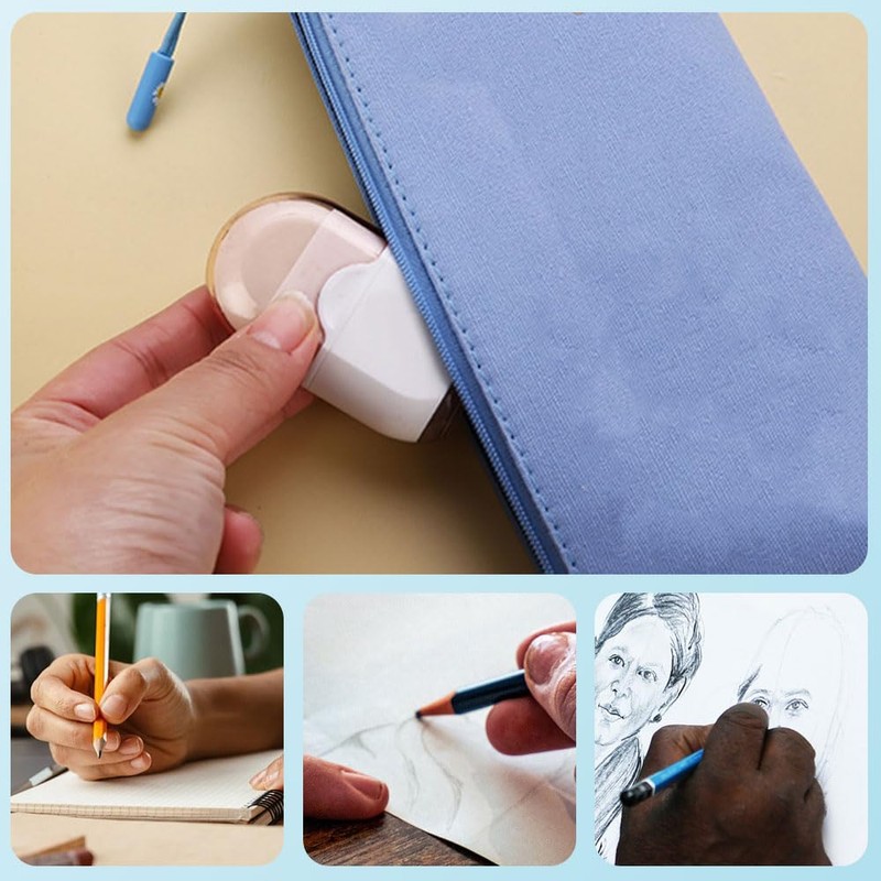 2 Pcs Manual Pencil Sharpener with Eraser Pencil Sharpener with