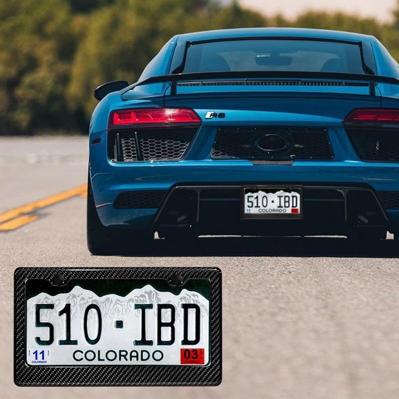 DCRCFIBER Real Carbon Fiber License Plate Frame, 100% Pure Carbon