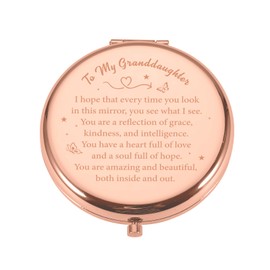Delujouberst Compact Mirror, Stocking Stuffers for Teen Girls, for Granddaughter, Granddaughter Gifts from Grandma Grandpa, Inspirational Pocket Mirror, Sweet 16 Gifts for Girls