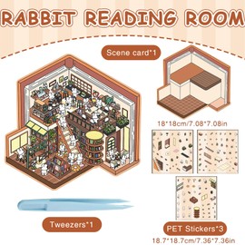 FunnAura 2 Pcs Large 3D Sticker Scene, Fun DIY 3D House Stickers Set with Tweezer for Stress Relief