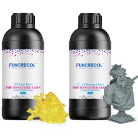 FUNCRECOL 3D Printer Resin 2KG, Fast UV-Curing 405nm 3D Resin for LCD/DLP/MSLA Resin 3D Printer, Low Odor High Precision 3D Printing Resin Gray and Clear Yellow
