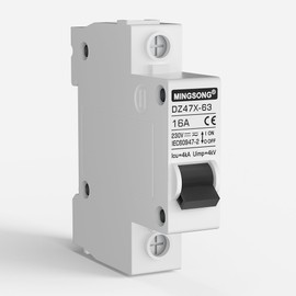 MINGSONG DC Solar Panels Disconnect Switch 16 Amp Solar Shut Off Switch 12V-400V 1 Pole AC Miniature Circuit Breaker for PV Homes, AC 110V DIN Rail MCB