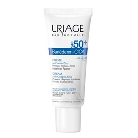 Uriage Bariderm-Cica Crema Multiusos con Protector Solar SPF50+. Crema Facial de Día con Cobre-Zinc - Previene la Formación de Marcas en la Piel - Cic