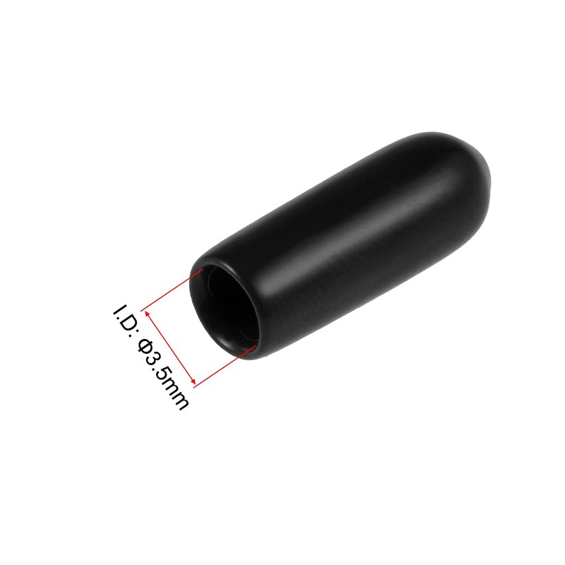 sourcing map 100pcs Rubber End Caps 3.5mm ID Vinyl Round